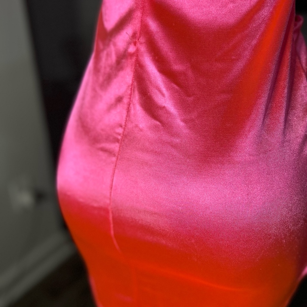 $25 DRESS SALE! Better Be Neon Pink Asymemmetrical Dress - Picture 5 of 6